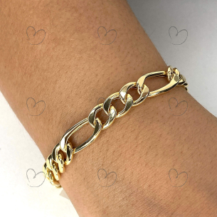 Pulseira 3x1 Grossa 22,5cm Ouro 18k