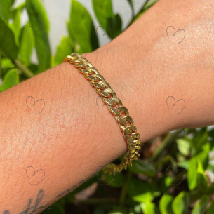 Pulseira Groumet Achatada 21.5cm Ouro 18k