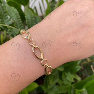 Pulseira com Mix de Elos Duplos Ouro 18k