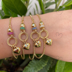 Pulseira Milano com Pingentes Diversos Ouro 18k