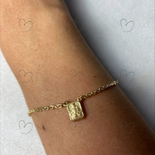 Pulseira Escapulário Infantil Sagrado Coração de Jesus e Nossa Senhora Malha Bailarina Ouro 18k