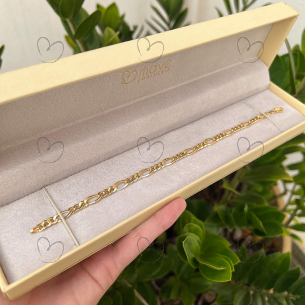 Pulseira 3x1 com 21,5cm em Ouro 18k