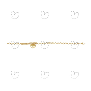 Pulseira Portuguesa com Coração em Ouro 18k