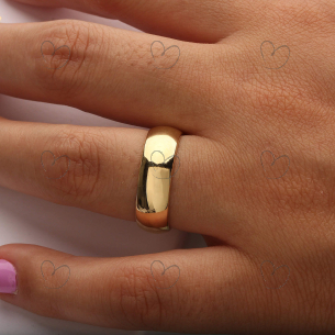 Aliança Comfort Grossa Lisa 6.5mm Ouro 18k