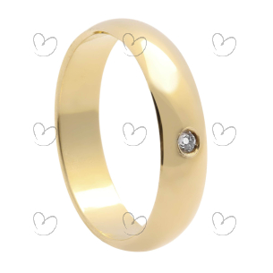 Aliança Comfort 5mm com 1 Zircônia Ouro 18k