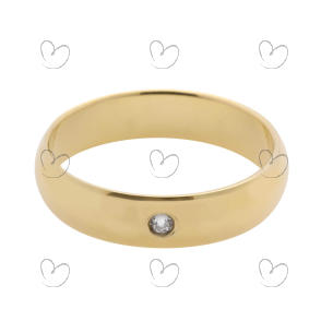 Aliança Abaulada 4mm com Zircônia Ouro 18k