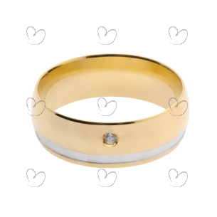 Aliança Comfort com 1 pedra de Zircônia Ouro 18k