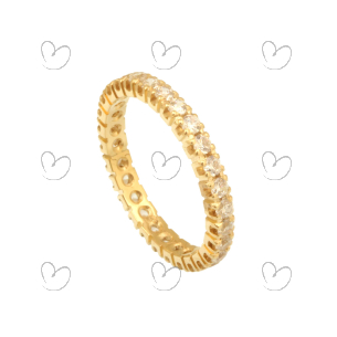 Anel Aliança Cravejada Inteira 2mm Ouro 18k