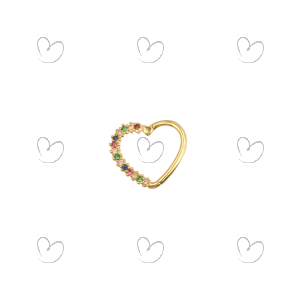 Piercing Argola Coração Rainbow Ouro 18k