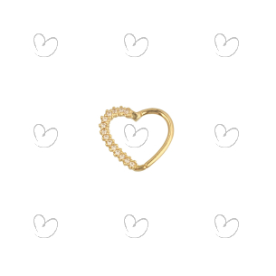 Piercing Argola Coração Cravejado Ouro 18k