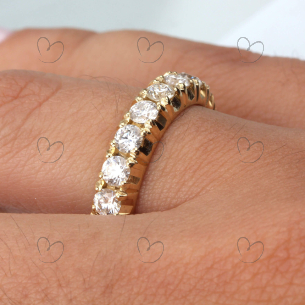 Anel Aliança Cravejada Inteira 3mm Ouro 18k