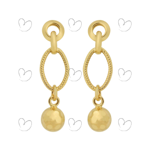 Brinco Elos com Bolinha em Ouro 18k