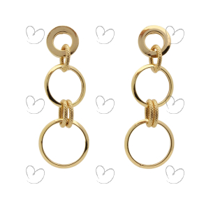 Brinco Mix de Elos Redondos e Trabalhados Ouro 18k
