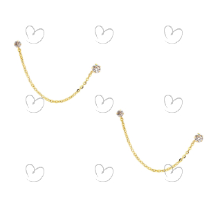 Brinco e Piercing Ponto de Luz Duplo Ouro 18k