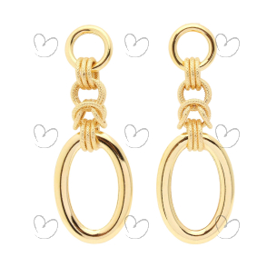 Brinco Mix de Elos Pendurados Grande Ouro 18k