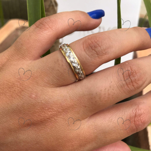 Aliança Giratória com Banho em Ródio Ouro 18k