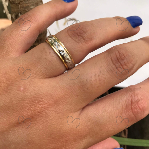 Aliança Comfot Giratória Bicolor Ouro 18k