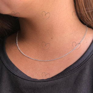 Corrente Malha Bailarina Fininha PP 45cm Ouro Branco 18k