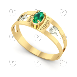 Anel Formatura Gestão Ambiental Oval 3mm x 5mm Ouro 18k