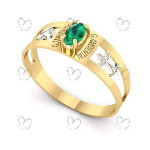 Anel Formatura Gestão Ambiental Oval 3mm x 5mm Ouro 18k