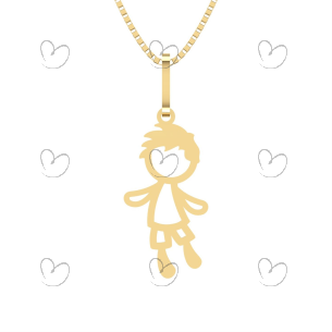 Pingente Menino Vazado com Topete Ouro 18k