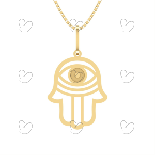 Pingente Mão de Fátima com Detalhe Fosco Ouro 18k