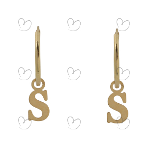 Brinco Argola Oco 0.9mm Letra Personalizado Ouro 18k