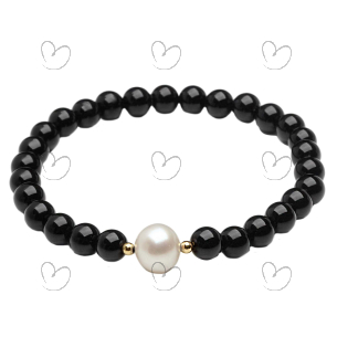 Pulseira Ágata/Ouro 18k com Pérola Ouro 18k