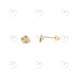 Brinco Baby Coração Cristal Branco Ouro 18k