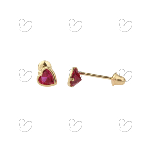 Brinco Baby Coração Cristal Pink Ouro 18k