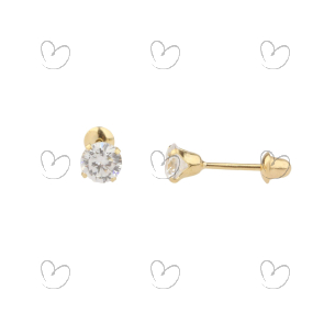 Brinco Baby Zircônia 4mm Ouro 18k