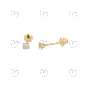 Brinco Baby Quadradinho Branco Ouro 18k