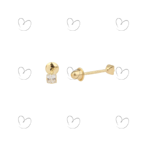 Brinco Baby Quadradinho Branco Ouro 18k