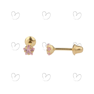 Brinco Baby Estrelinha Rosa Ouro 18k