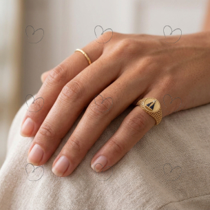 Anel Nossa Senhora Oval Aro Telado Ouro 18k