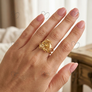 Anel Flor Vazado Navete 3 Pétalas Ouro 18K