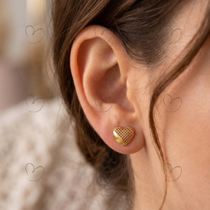 Brinco Coração Vazado/Liso M Ouro 18k