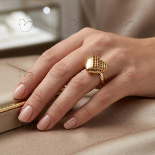 Anel Coração Vazado/Liso G Ouro 18k