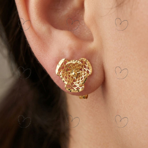 Brinco Flor Vazado Escama 3 Pétalas Ouro 18k