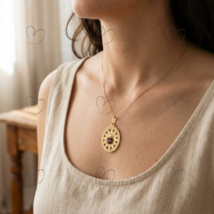 Pingente Oval Sagrado Coração Ouro 18k