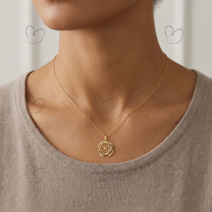 Pingente Flor Vazado Escama 4 Pétalas Em Ouro 18k
