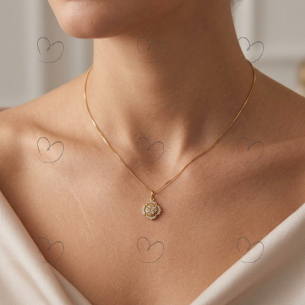 Pingente Flor Cravejado 32 Pedras Ouro 18k