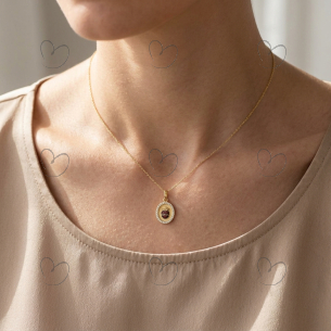 Pingente Oval Coração Sagrado Com Pedras Ouro 18k