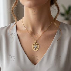 Pingente Oval Espirito Santo Fundo Ouro 18k