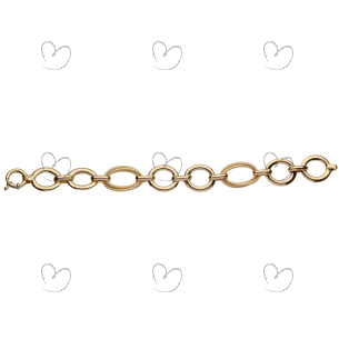 Pulseira Mix de Malhas com Elos Lisos e Trabalhados 20cm Ouro 18k