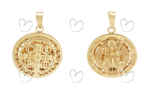 Pingente São Bento Dupla Face Pequeno Ouro 18k