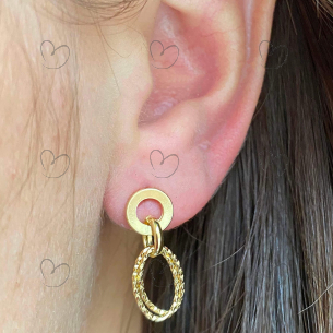 Brinco Argolas Diamantadas Ouro 18k