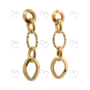 Brinco Elos Navetes e Redondos Ouro 18k