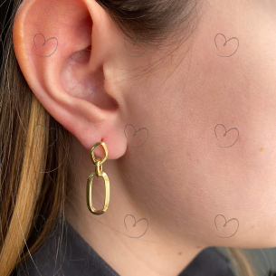 Brinco Oval Esticado Ouro 18k