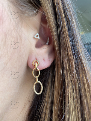 Brinco Elos Ovais Fininhos Ouro 18k